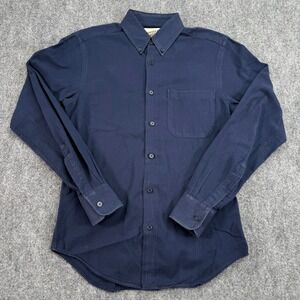 Naked Famous Shirt‎ Men Small Navy Classic Flannel Button Down *CUFF FLAW